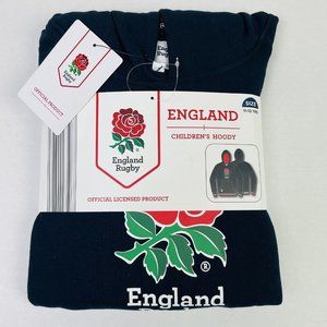 England Rugby Hoodie Blue RFU Jumper‎ Pullover Official Youth 10-12 Brand New